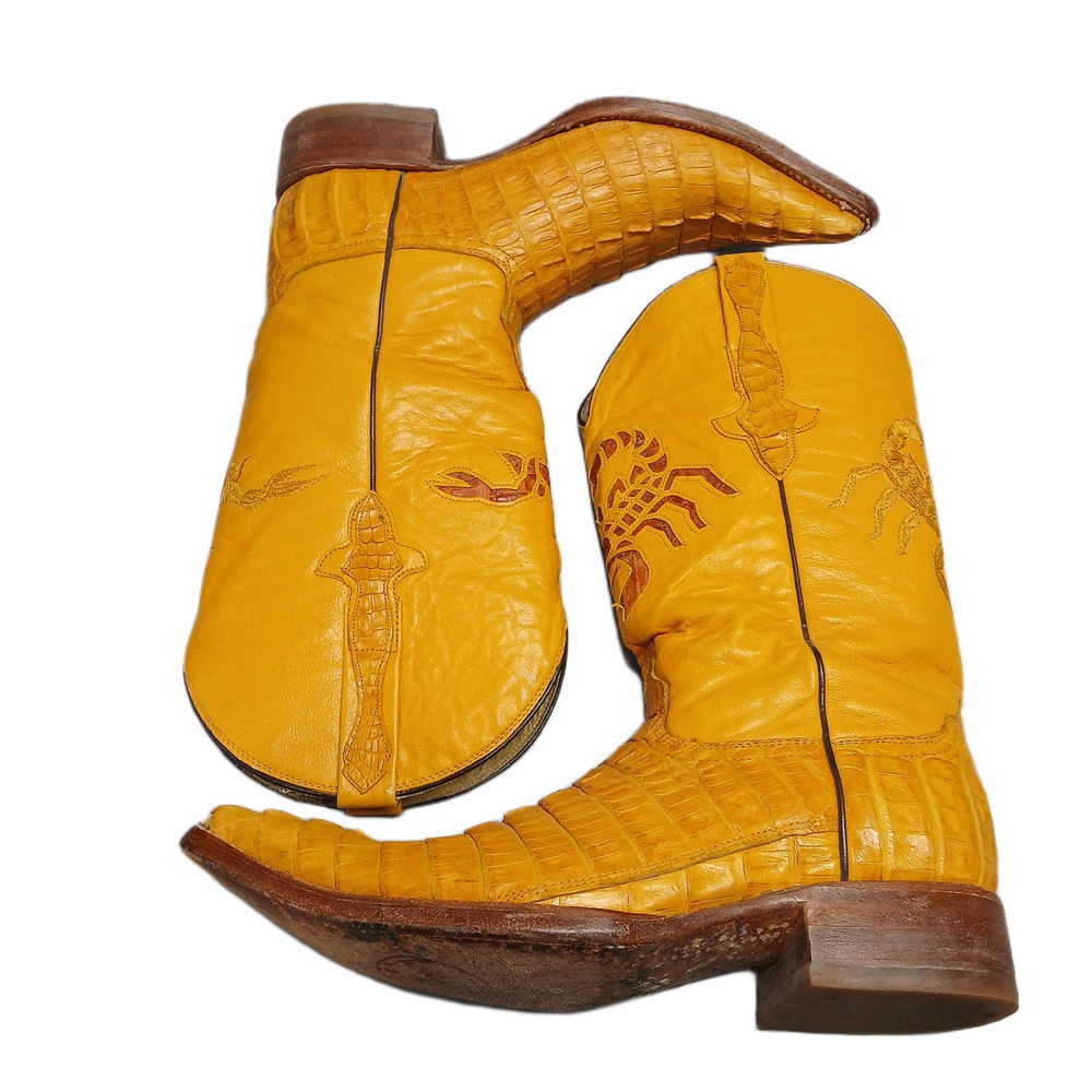 El Alacran De Durango exotic leather Boots Mens US Size 8  Embroidered Scorpion